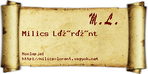 Milics Lóránt névjegykártya